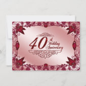 Ruby 40ste huwelijksverjaardag 4.5x6.25 uitnodigin kaart (Voorkant)