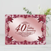 Ruby 40ste huwelijksverjaardag 5.5x7.5 uitnodiging (Staand voorkant)