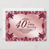 Ruby 40ste huwelijksverjaardag 5.5x7.5 uitnodiging (Voorkant)