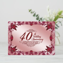 Ruby 40ste Huwelijksverjaardag 5x7 Uitnodiging