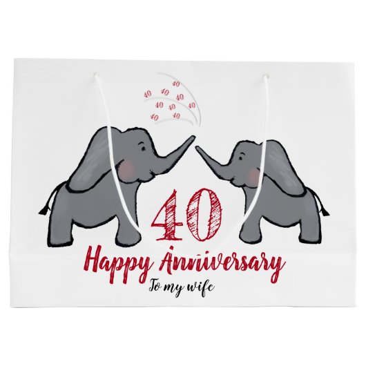 Ruby 40ste huwelijksverjaardag olifantenvrouw groot cadeauzakje (Achterkant)