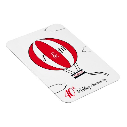 Ruby 40ste trouwdag hete luchtballon magneet (Rechterzijde)