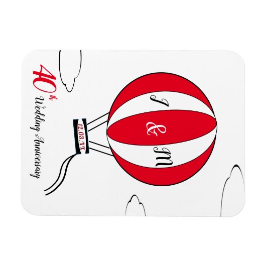 Ruby 40ste trouwdag hete luchtballon magneet (Horizontaal)