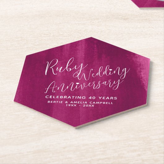 Ruby 40ste trouwdag Rode moderne kunst Kartonnen Onderzetters (Schuin)
