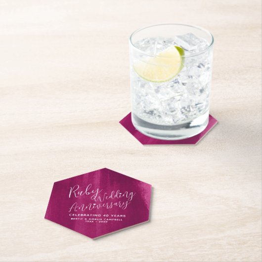 Ruby 40ste trouwdag Rode moderne kunst Kartonnen Onderzetters (Insitu)