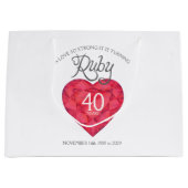 Ruby 40ste verjaardag, speciale tas voor ouders large cadeautasje (Voorkant)