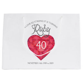 Ruby 40ste verjaardag, speciale tas voor ouders large cadeautasje