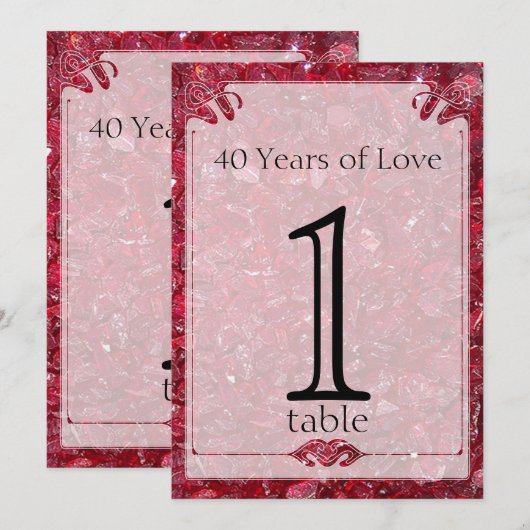 Ruby 40ste verjaardag tafelnummer (Voorkant / Achterkant)