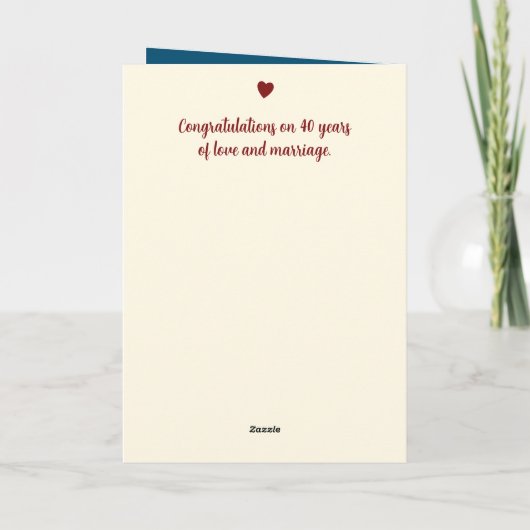 Ruby 40ste verjaardag voegt blauwe fotonamen toe kaart (Achterkant)