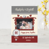 Ruby 40ste verjaardag voegt foto namen grijs toe kaart (Gele Bloem)