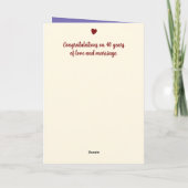 Ruby 40ste verjaardag voegt foto's paars toe kaart (Achterkant)