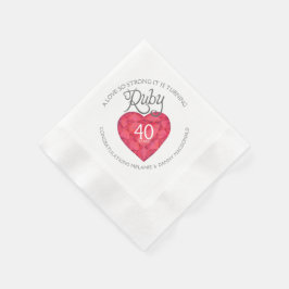 Ruby 40th bruiloft Jubileum hartkunst luiers Servetten