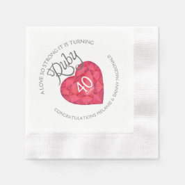 Ruby 40th bruiloft Jubileum hartkunst luiers Servetten