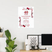 Ruby 40th Elegant Wedding Jubileum Welkomstbord Poster (Thuiskantoor)