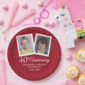 Ruby 40th huwelijksjubileum 2 foto papieren bordje (Feest)