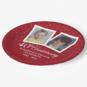 Ruby 40th huwelijksjubileum 2 foto papieren bordje (Gekanteld)