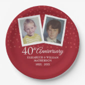 Ruby 40th huwelijksjubileum 2 foto papieren bordje (Voorkant)