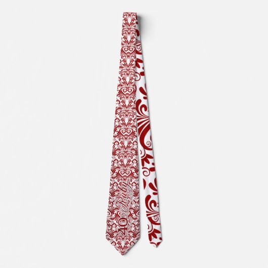 Ruby 40th Jubileum Faux Red Lead Swirls Stropdas (Voorkant)
