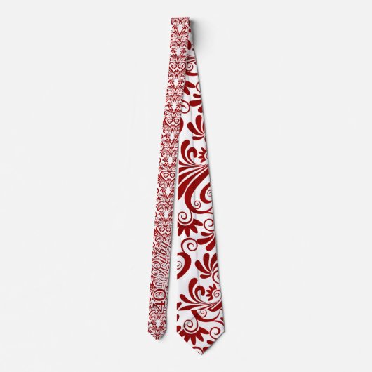 Ruby 40th Jubileum Faux Red Lead Swirls Stropdas (Achterkant)