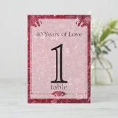 Ruby 40th Jubileum Table Number Kaart (Staand voorkant)