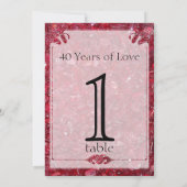 Ruby 40th Jubileum Table Number Kaart (Achterkant)
