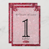Ruby 40th Jubileum Table Number Kaart (Voorkant / Achterkant)