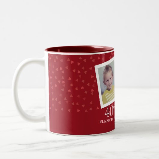 Ruby 40th Trouwdag Foto's uit de Kindertijd Tweekleurige Koffiemok (Links)