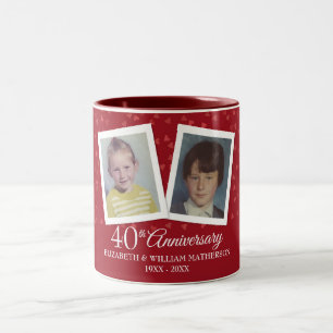 Ruby 40th trouwjubileum kinderfoto's tweekleurige koffiemok
