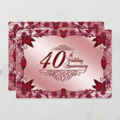 Ruby 40th Wedding Jubileum 4.5x6.25 Uitnodiging (Voorkant / Achterkant)