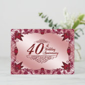 Ruby 40th Wedding Jubileum 5x7 Uitnodiging (Staand voorkant)