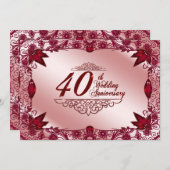 Ruby 40th Wedding Jubileum 5x7 Uitnodiging (Voorkant / Achterkant)
