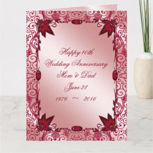Ruby 40th Wedding Jubileum 8.5x11 Kaart