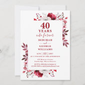 Ruby 40th Wedding Jubileum Floral Monogram Kaart (Voorkant)