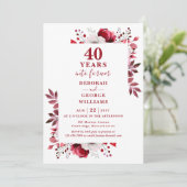 Ruby 40th Wedding Jubileum Floral Monogram Kaart (Staand voorkant)