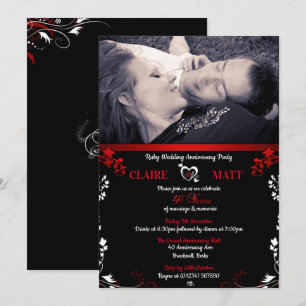 Ruby 40th Wedding Jubileum Foto-uitnodigingen Kaart