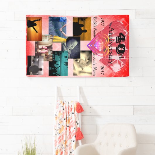 Ruby 40th Wedding Jubileum Gepersonaliseerde foto Spandoek (Insitu)