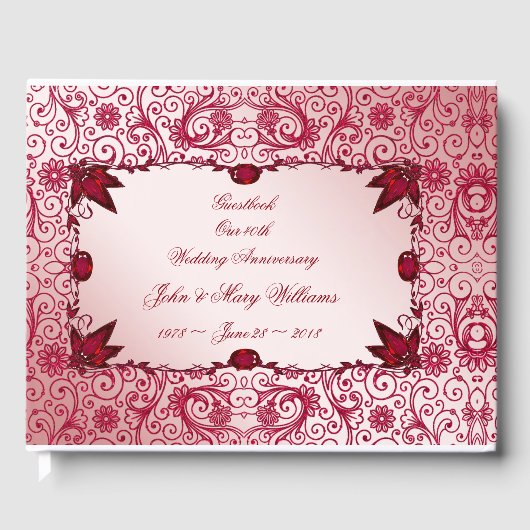 Ruby 40th Wedding Jubileum Guestbook Gastenboek (Voorkant)