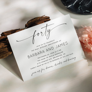 Ruby 40th Wedding Jubileum   minimalistisch modern Kaart