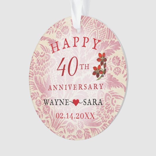 Ruby 40th Wedding Jubileum Ornament (voorkant)