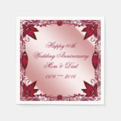 Ruby 40th Wedding Jubileum Paper Napkins Servetten (Voorkant)