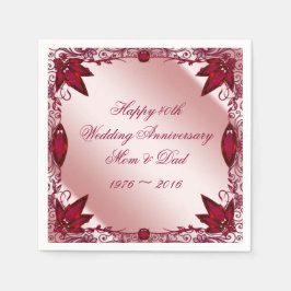 Ruby 40th Wedding Jubileum Paper Napkins Servetten