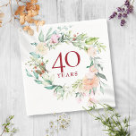 Ruby 40th Wedding Jubileum Rozen Garland Servet<br><div class="desc">Met een delicate waterverf bloemetjesgrond kan deze botanische bruiloft-servet gepersonaliseerd worden met je speciale informatie over de herdenkingsdag. Ontworpen door: Thisnotme©</div>