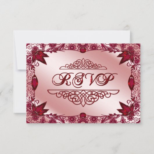 Ruby 40th Wedding Jubileum RSVP-kaart RSVP Kaartje (Voorkant)