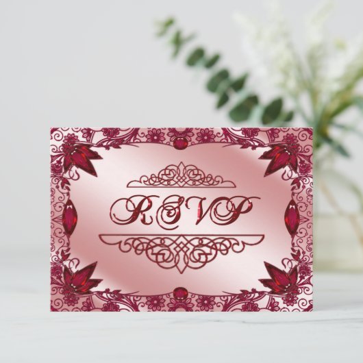 Ruby 40th Wedding Jubileum RSVP-kaart RSVP Kaartje (Staand voorkant)