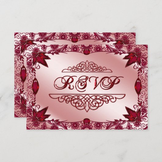 Ruby 40th Wedding Jubileum RSVP-kaart RSVP Kaartje (Voorkant / Achterkant)