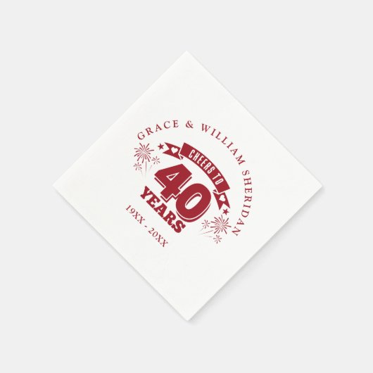 Ruby 40th Wedding Jubileum Servet (Hoek)