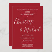 Ruby 40th Wedding Jubileum Signature Script Kaart (Voorkant / Achterkant)