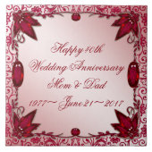 Ruby 40th Wedding Jubileum Tegel Tegeltje (Voorkant)