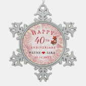 Ruby 40th Wedding Jubileum Tin Sneeuwvlok Ornament (Voorkant)