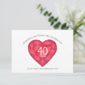 Ruby 40th Wedding Jubileum waterverf hart RSVP Kaartje (Staand voorkant)